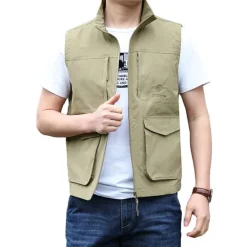 Outlet OUKU Men's Fishing Vest Hiking Vest Top Outdoor Breathable Water Resistant Zipper Pocket Multi Pockets Polyester Army Green Khaki Dark Blue Fishing Climbing