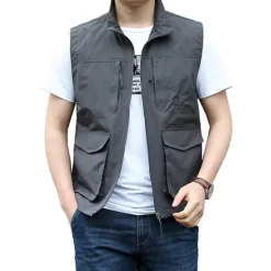 Outlet OUKU Men's Fishing Vest Hiking Vest Top Outdoor Breathable Water Resistant Zipper Pocket Multi Pockets Polyester Army Green Khaki Dark Blue Fishing Climbing