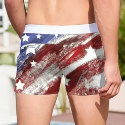 OUKU Men's Flag American Flag National Flag Swim Trunks Swim Shorts Board Shorts Mid Waist Fashion Designer Surfing Holiday Beach Pocket Drawstring Elastic Waist Designer Clothing Apparel