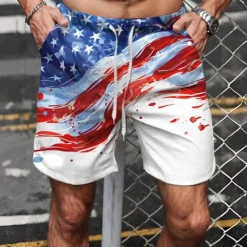 Online OUKU Men's Flag American Flag National Flag Swim Trunks Swim Shorts Board Shorts Mid Waist Fashion Streetwear Designer Casual Daily Holiday Pocket Drawstring Elastic Waist Designer Clothing Apparel