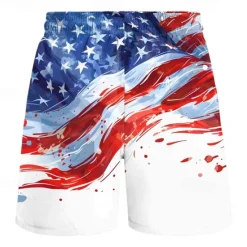 Online OUKU Men's Flag American Flag National Flag Swim Trunks Swim Shorts Board Shorts Mid Waist Fashion Streetwear Designer Casual Daily Holiday Pocket Drawstring Elastic Waist Designer Clothing Apparel