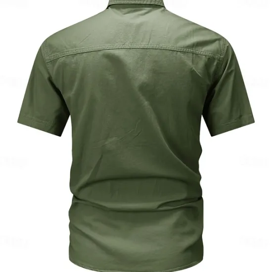 New OUKU Men's Flag American US Flag Letter Printed Work Shirt Western Shirt Cargo Shirt Short Sleeve Casual Tactical Going out Summer Turndown Buttons Print Black Army Green Dark Blue Gray
