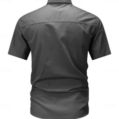 New OUKU Men's Flag American US Flag Letter Printed Work Shirt Western Shirt Cargo Shirt Short Sleeve Casual Tactical Going out Summer Turndown Buttons Print Black Army Green Dark Blue Gray