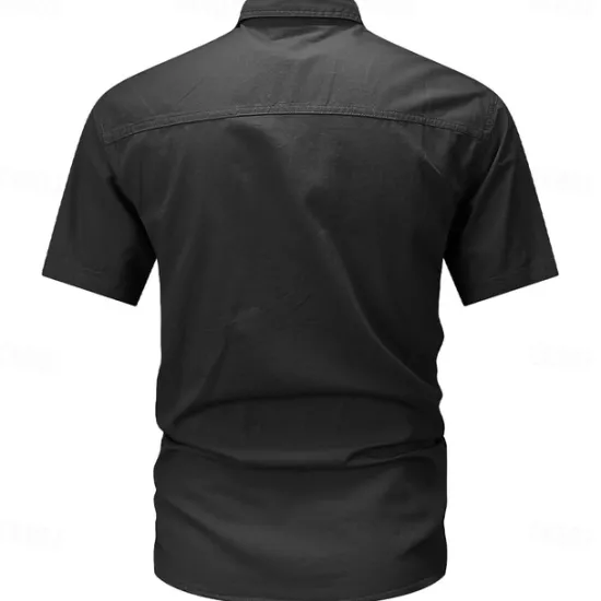 New OUKU Men's Flag American US Flag Letter Printed Work Shirt Western Shirt Cargo Shirt Short Sleeve Casual Tactical Going out Summer Turndown Buttons Print Black Army Green Dark Blue Gray