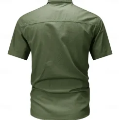 New OUKU Men's Flag American US Flag Letter Printed Work Shirt Western Shirt Cargo Shirt Short Sleeve Western Style Tactical Fashion Casual Going out Summer Turndown Buttons Print Black Army Green Khaki Dark
