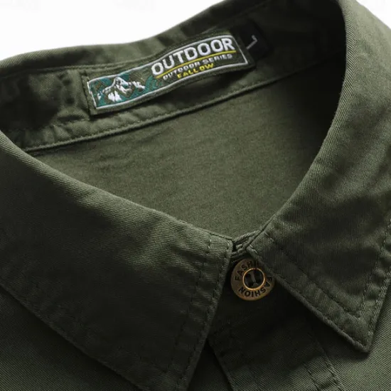 New OUKU Men's Flag American US Flag Letter Printed Work Shirt Western Shirt Cargo Shirt Short Sleeve Western Style Tactical Fashion Casual Going out Summer Turndown Buttons Print Black Army Green Khaki Dark