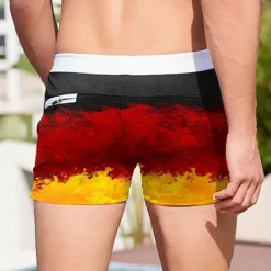 Clearance OUKU Men's Flag Football Germany Swim Trunks Swim Shorts Board Shorts Mid Waist Fashion Designer Surfing Holiday Beach Pocket Drawstring Elastic Waist Designer Clothing Apparel