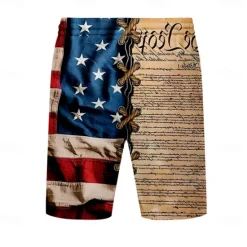 New OUKU Men's Flag Letter American Flag Swimming Trunks Board Shorts Shorts Mid Waist Fashion Streetwear Designer Casual Daily Holiday Pocket Drawstring Elastic Waist Designer Clothing Apparel Khaki