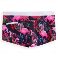 Online OUKU Men's Flamingo Bird Swim Trunks Swim Shorts Board Shorts Mid Waist Fashion Designer Surfing Holiday Beach Pocket Drawstring Elastic Waist Designer Clothing Apparel