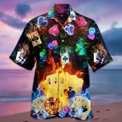 Discount OUKU Men's Flamingo Lights Shirt Summer Hawaiian Shirt Aloha Shirt Short Sleeve Shirt Turndown Tropical Fashion Streetwear Casual Hawaiian Holiday Black Yellow Light Green S M L