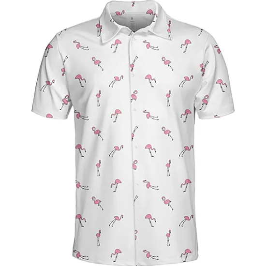 Best OUKU Men's Flamingo Tropical Shirt Summer Hawaiian Shirt Aloha Shirt Short Sleeve Shirt Turndown Designer Color Block Classic Holiday Black White 3D Print S M L