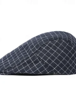 OUKU Men's Flat Cap Ascot Hat Newsboy Hat Black White Cotton Fashion Casual Street Daily Plaid Adjustable Sunscreen Breathable