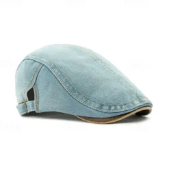 Outlet OUKU Men's Flat Cap Ascot Hat Newsboy Hat Black Navy Blue Denim Fashion Casual Street Daily Plain Adjustable Sunscreen Breathable