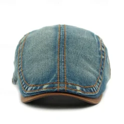 Outlet OUKU Men's Flat Cap Ascot Hat Newsboy Hat Black Navy Blue Denim Fashion Casual Street Daily Plain Adjustable Sunscreen Breathable