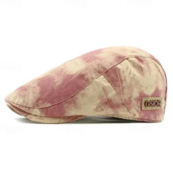 New OUKU Men's Flat Cap Ascot Hat Newsboy Hat Black Pink Cotton Fashion Casual Street Daily Tie Dye Adjustable Sunscreen Breathable