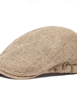 Outlet OUKU Men's Flat Cap Ascot Hat Newsboy Hat Black Blue Cotton / Linen Blend Fashion Casual Street Daily Plain Adjustable Sunscreen Breathable