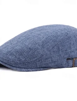 Outlet OUKU Men's Flat Cap Ascot Hat Newsboy Hat Black Blue Cotton / Linen Blend Fashion Casual Street Daily Plain Adjustable Sunscreen Breathable