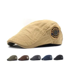 Online OUKU Men's Flat Cap Ascot Hat Newsboy Hat Black Dark Navy Cotton Fashion Adjustable Streetwear Stylish 1920s Fashion Outdoor Daily Going out Letter Warm