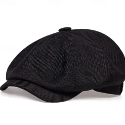 OUKU Men's Flat Cap Ascot Hat Newsboy Hat Black Brown Polyester Fashion Casual Street Daily Plain Breathable
