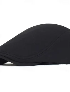 Sale OUKU Men's Flat Cap Ascot Hat Newsboy Hat Black Navy Blue Cotton Fashion Casual Street Daily Plain Adjustable Sunscreen Breathable