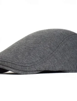 Sale OUKU Men's Flat Cap Ascot Hat Newsboy Hat Black Navy Blue Cotton Fashion Casual Street Daily Plain Adjustable Sunscreen Breathable