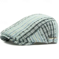 Outlet OUKU Men's Flat Cap Ascot Hat Newsboy Hat Black Red Cotton Fashion Casual Street Daily Plaid Adjustable Sunscreen Breathable