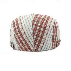 Outlet OUKU Men's Flat Cap Ascot Hat Newsboy Hat Black Red Cotton Fashion Casual Street Daily Plaid Adjustable Sunscreen Breathable
