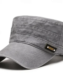 OUKU Men's Flat Cap Baseball Cap Military Cap Cadet Hat Black Brown Polyester / Cotton Blend Vintage Fashion Casual Street Daily Plain Adjustable Sunscreen Breathable