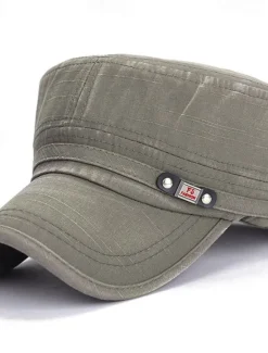 Sale OUKU Men's Flat Cap Baseball Cap Military Cap Cadet Hat Black Blue Cotton Vintage Travel Beach Outdoor Vacation Plain Adjustable Washable Casual