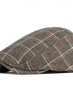 Sale OUKU Men's Flat Cap Baseball Cap Military Cap Cadet Hat Red Blue Polyester Fashion Casual Street Daily Plaid Adjustable Sunscreen Breathable