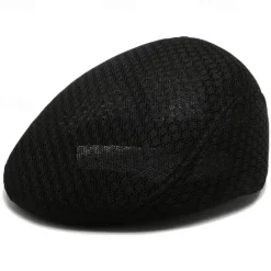 Online OUKU Men's Flat Cap Beret Hat Ascot Hat Newsboy Hat Black Light Grey Polyester Mesh Fashion Casual British Street Daily Plain Adjustable Breathable