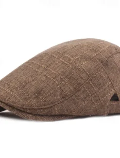 Sale OUKU Men's Flat Cap Black Beige Flax Fashion Streetwear Stylish 1920s Fashion Outdoor Daily Going out Plain Warm