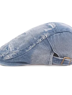 OUKU Men's Flat Cap Black Blue Denim Ripped Fashion Streetwear Stylish 1920s Fashion Outdoor Daily Going out Plain Warm