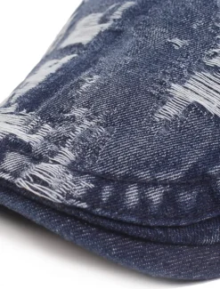 OUKU Men's Flat Cap Black Blue Denim Ripped Fashion Streetwear Stylish 1920s Fashion Outdoor Daily Going out Plain Warm
