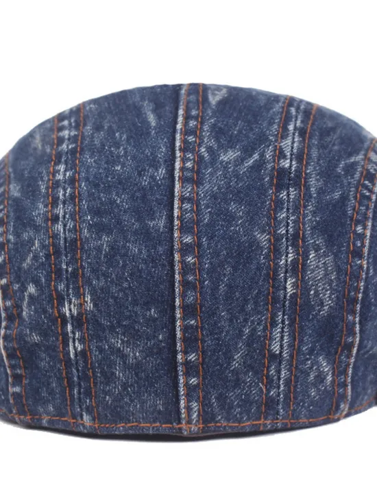 New OUKU Men's Flat Cap Black Blue Denim Streetwear Stylish 1920s Fashion Outdoor Daily Going out Plain Warm