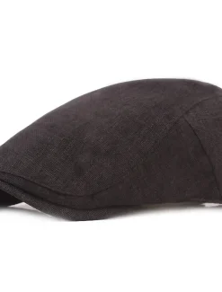 Outlet OUKU Men's Flat Cap Black Brown Cotton and Linen Streetwear Stylish 1920s Fashion Outdoor Daily Going out Plain Warm
