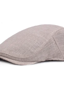 Outlet OUKU Men's Flat Cap Black Brown Cotton and Linen Streetwear Stylish 1920s Fashion Outdoor Daily Going out Plain Warm