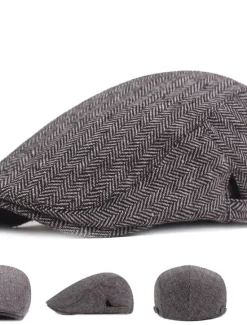 Hot OUKU Men's Flat Cap Black Coffee Cotton Streetwear Stylish 1920s Fashion Outdoor Daily Going out Graphic Prints Warm