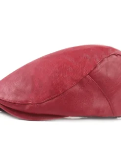 Discount OUKU Men's Flat Cap Black Red Faux Leather Streetwear Stylish 1920s Fashion Outdoor Daily Going out Plain Warm