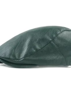 Discount OUKU Men's Flat Cap Black Red Faux Leather Streetwear Stylish 1920s Fashion Outdoor Daily Going out Plain Warm