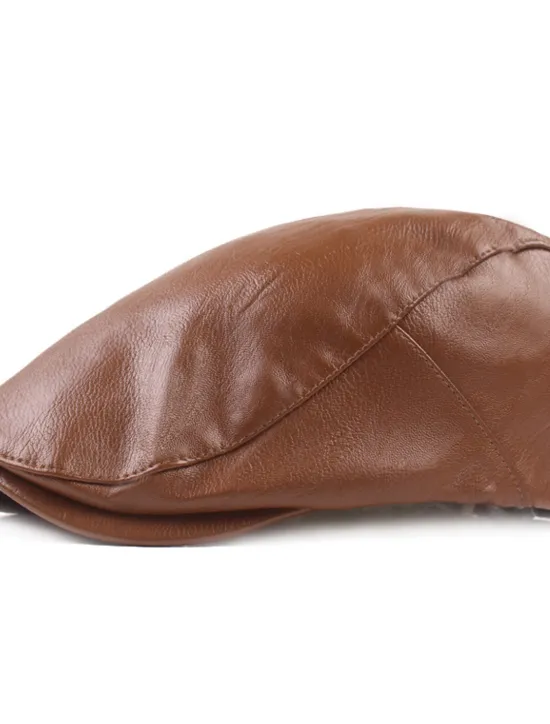 Discount OUKU Men's Flat Cap Black Red Faux Leather Streetwear Stylish 1920s Fashion Outdoor Daily Going out Plain Warm