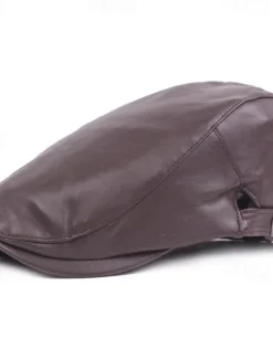 Discount OUKU Men's Flat Cap Black Red leatherette Streetwear Stylish 1920s Fashion Outdoor Daily Going out Plain Warm