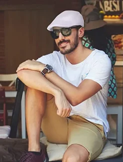 Discount OUKU Men's Flat Cap Black White Cotton Mesh Streetwear Stylish 1920s Fashion Outdoor Daily Going out Plain Breathability