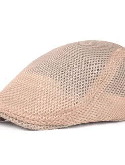 Discount OUKU Men's Flat Cap Black White Cotton Mesh Streetwear Stylish 1920s Fashion Outdoor Daily Going out Plain Breathability