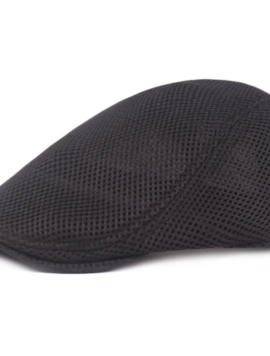 Discount OUKU Men's Flat Cap Black White Cotton Mesh Streetwear Stylish 1920s Fashion Outdoor Daily Going out Plain Breathability