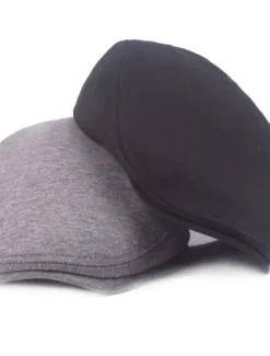 Hot OUKU Men's Flat Cap Black White Cotton Streetwear Stylish 1920s Fashion Outdoor Daily Going out Plain Sunscreen