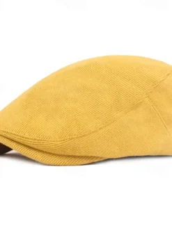 Outlet OUKU Men's Flat Cap Black Yellow Cotton Streetwear Stylish 1920s Fashion Outdoor Daily Going out Plain Warm