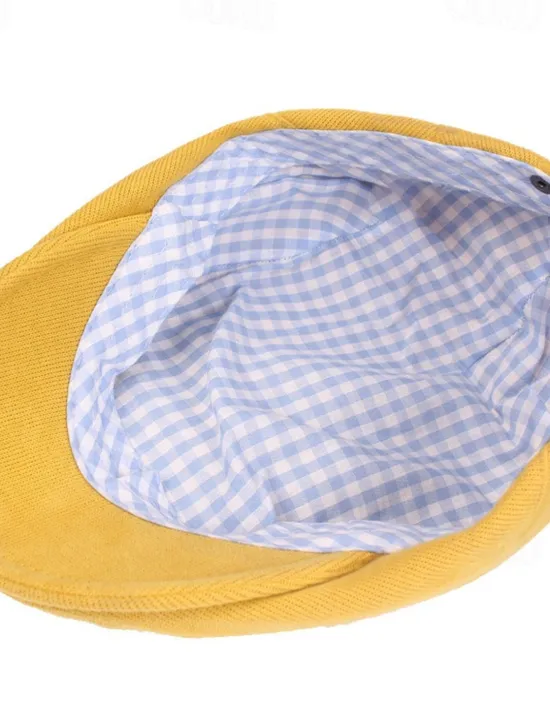 Outlet OUKU Men's Flat Cap Black Yellow Cotton Streetwear Stylish 1920s Fashion Outdoor Daily Going out Plain Warm