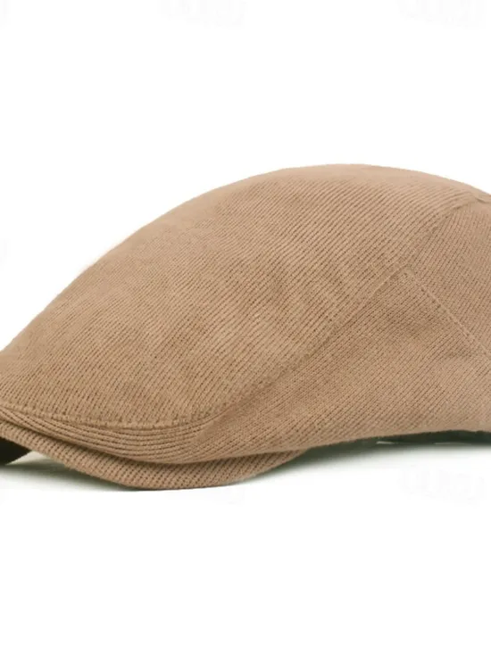 Outlet OUKU Men's Flat Cap Black Yellow Cotton Streetwear Stylish 1920s Fashion Outdoor Daily Going out Plain Warm