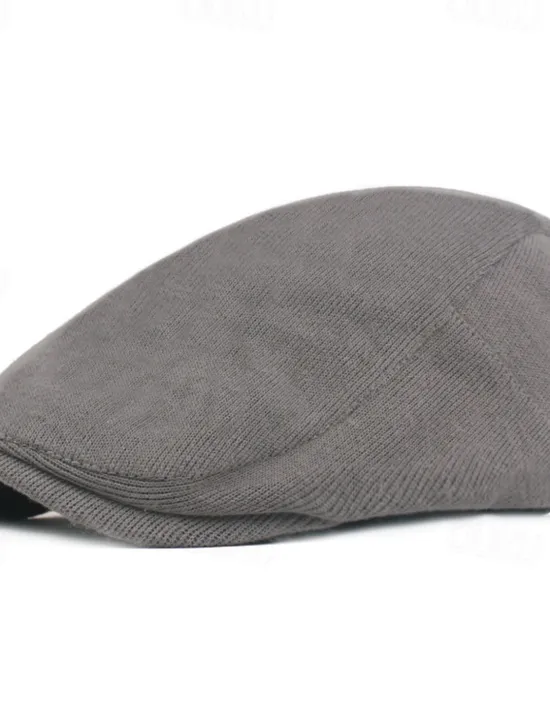 Outlet OUKU Men's Flat Cap Black Yellow Cotton Streetwear Stylish 1920s Fashion Outdoor Daily Going out Plain Warm